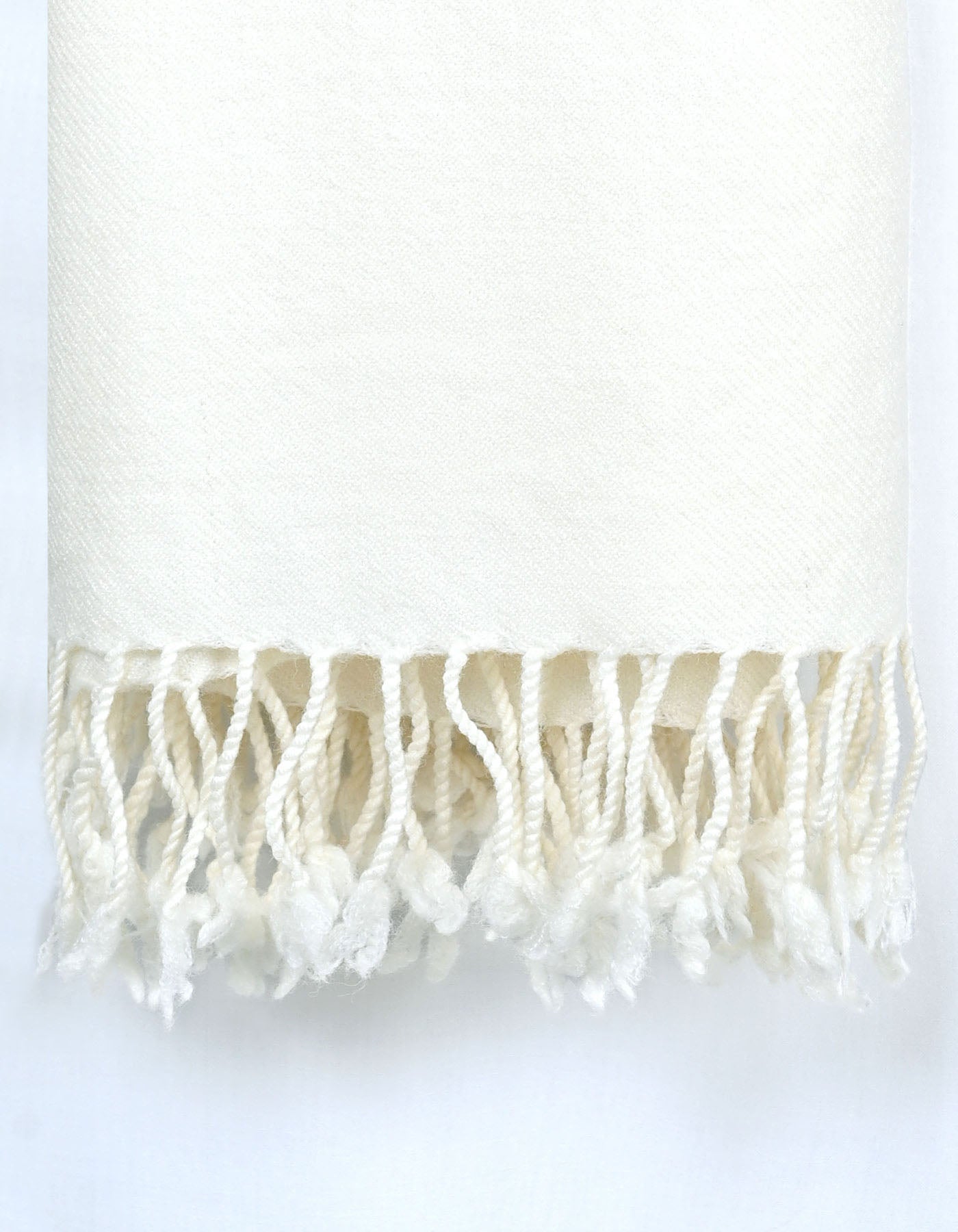 Off White Plain Wool Blend Men Shawl