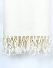 Off White Plain Wool Blend Men Shawl