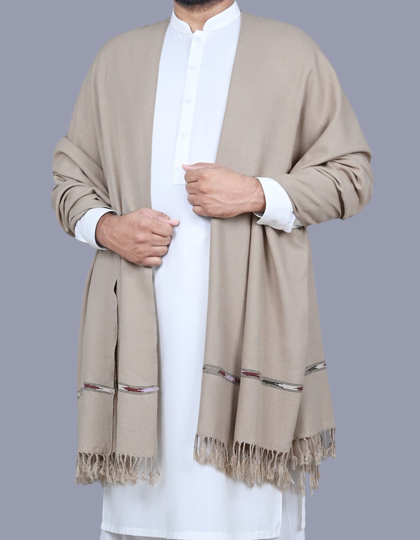Fawn Plain 100% Acrylic Men Shawl