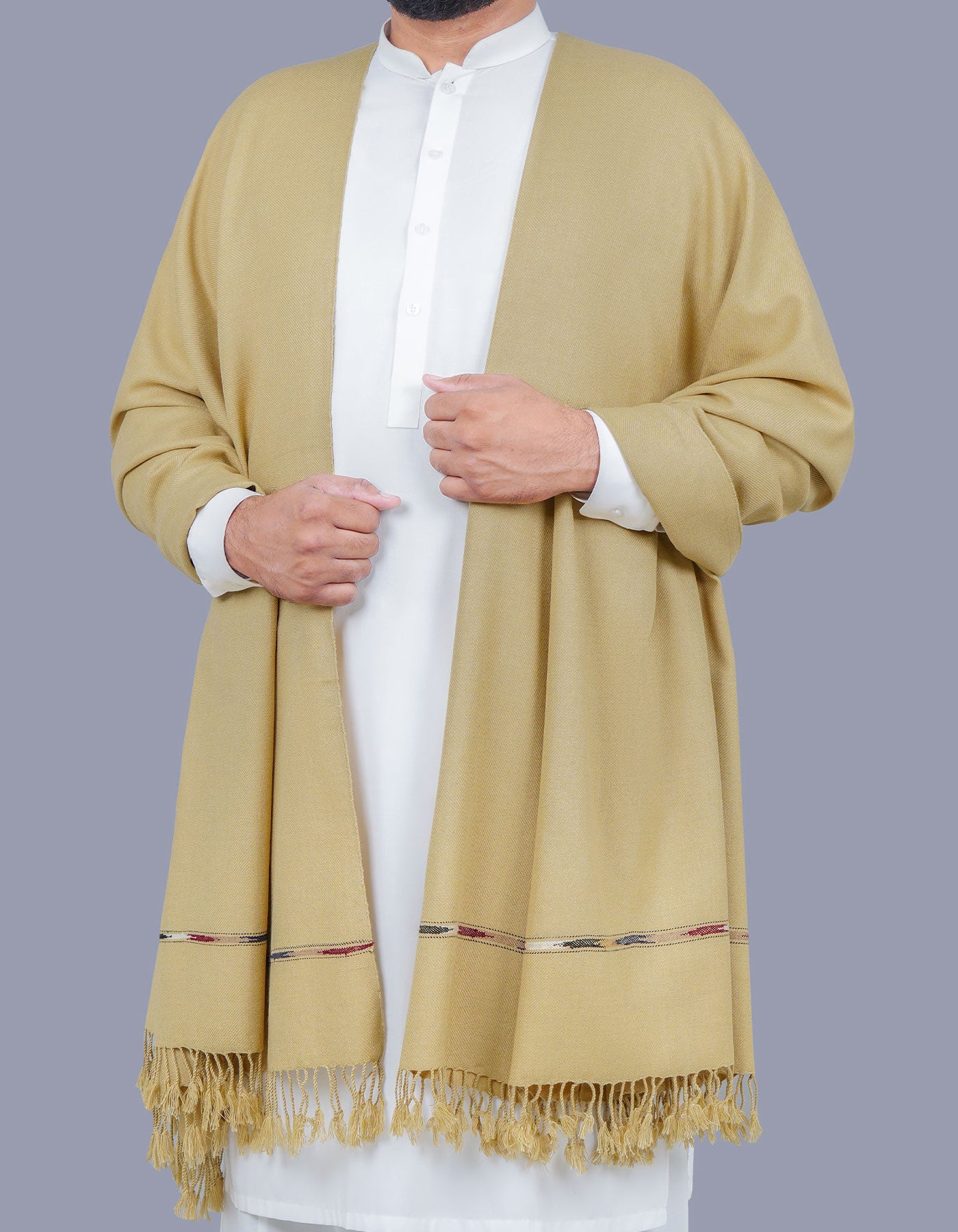 Khaki Plain 100% Acrylic Men Shawl