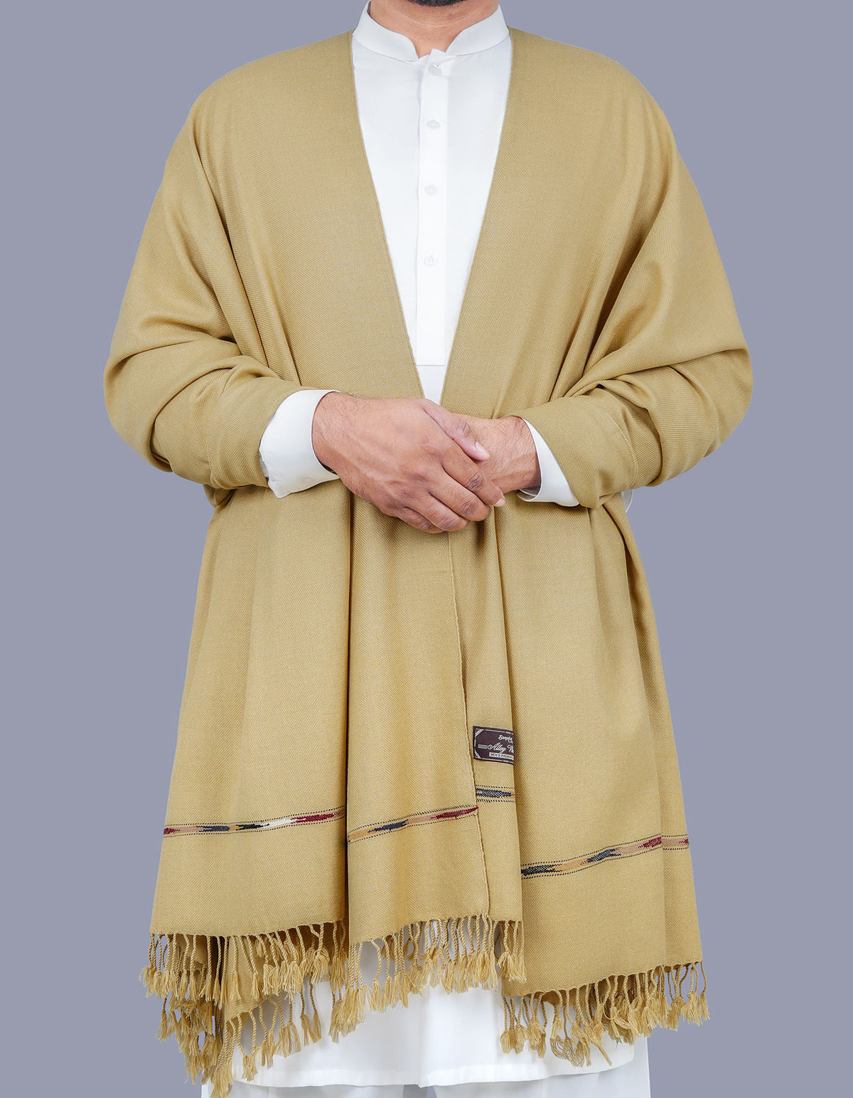 Khaki Plain 100% Acrylic Men Shawl