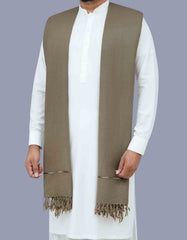 L Brown Plain 100% Wool Men Shawl