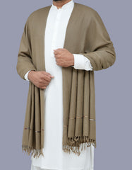L Brown Plain 100% Wool Men Shawl
