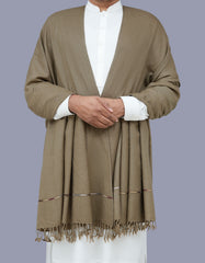 L Brown Plain 100% Wool Men Shawl