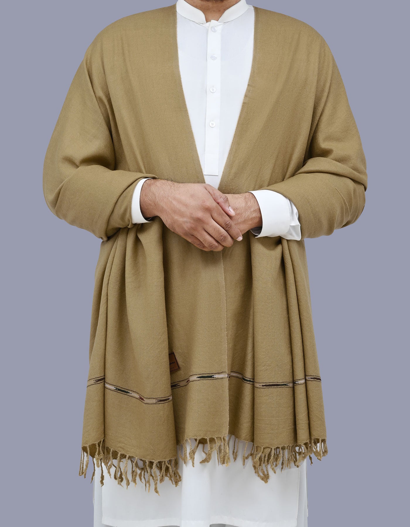 Khaki Plain 100% Acrylic Men Shawl
