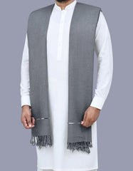 Grey Plain 100% Wool Men Shawl