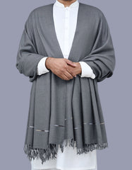 Grey Plain 100% Wool Men Shawl