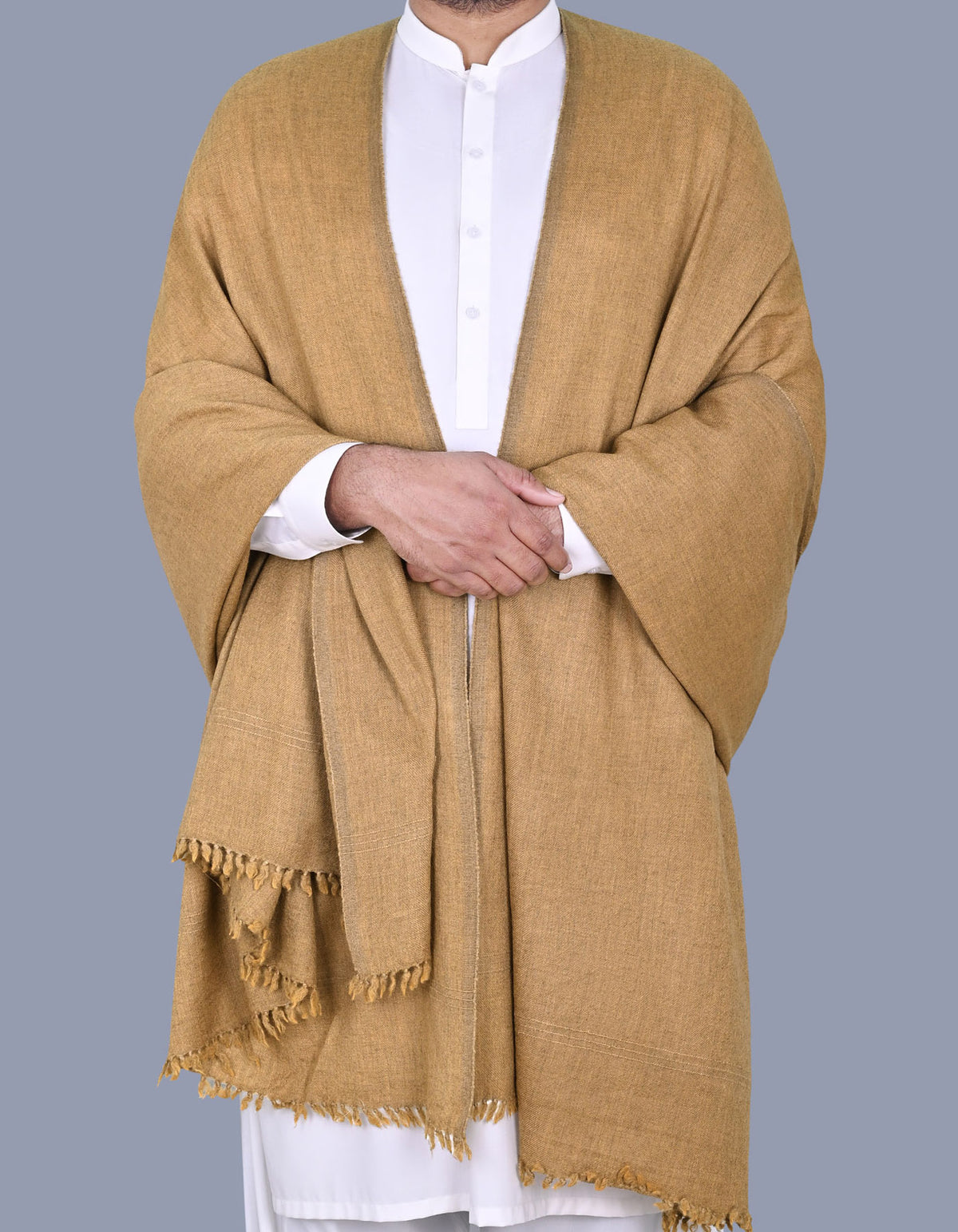 Camel Plain 100% Wool Men Shawl
