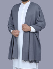 D Grey Plain 100% Wool Men Shawl