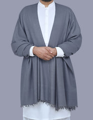 D Grey Plain 100% Wool Men Shawl