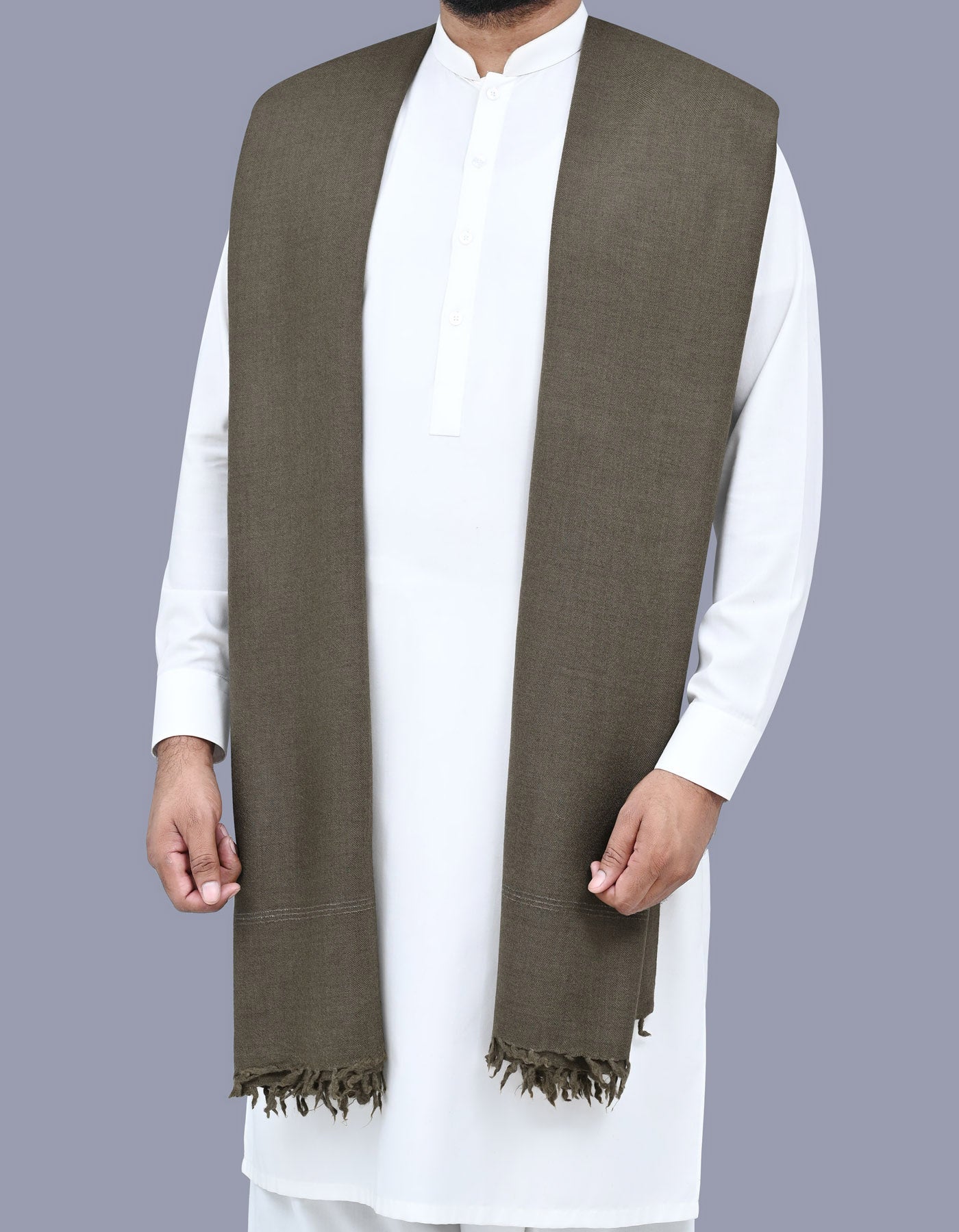 Chocolate Plain 100% Wool Men Shawl