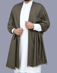 Chocolate Plain 100% Wool Men Shawl