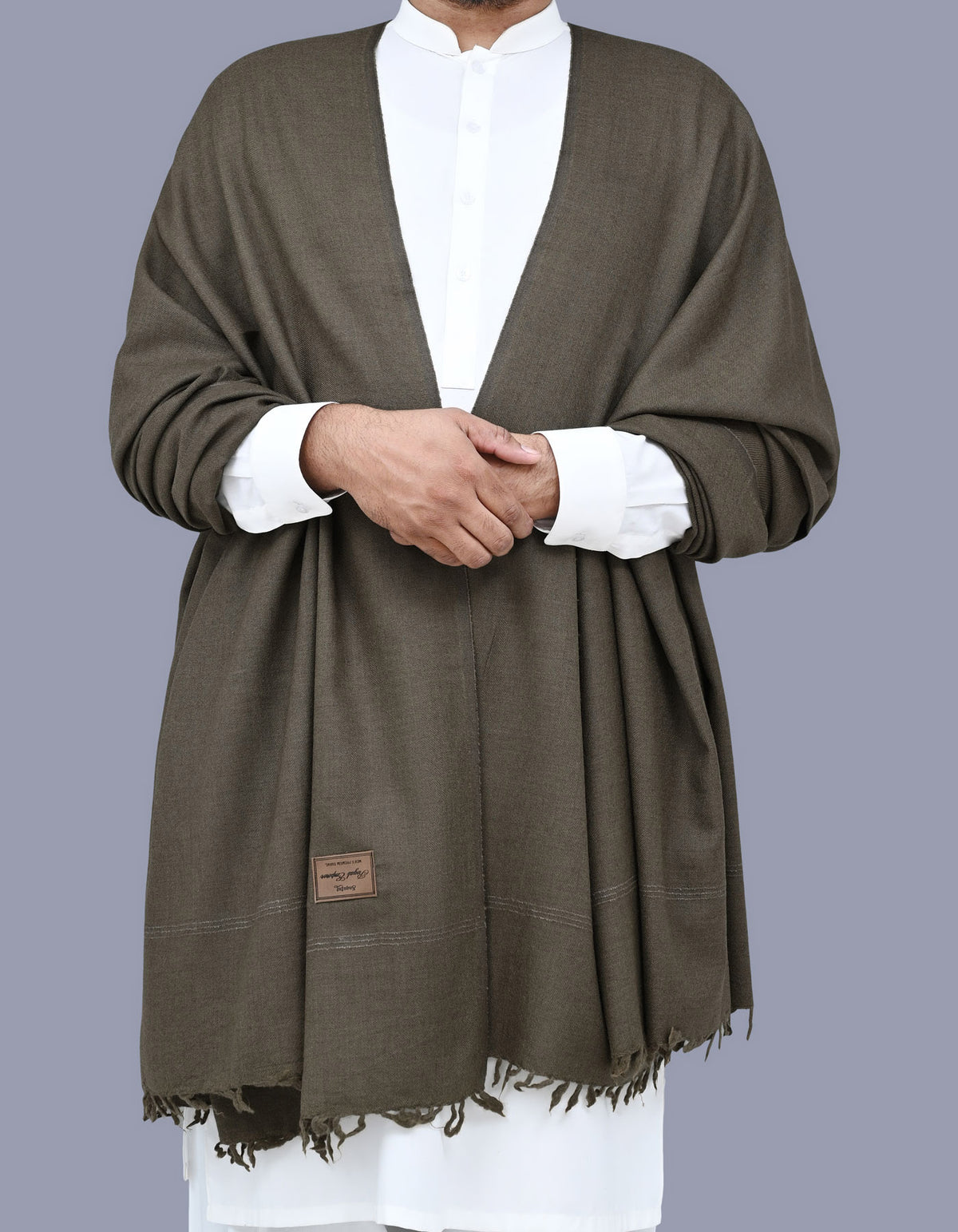 Chocolate Plain 100% Wool Men Shawl