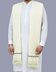Off White Plain 100% Wool Men Shawl