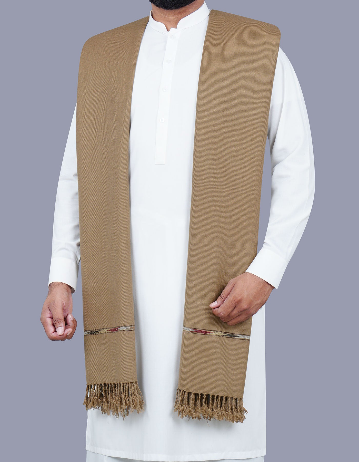 Camel Plain 100% Acrylic Men Shawl