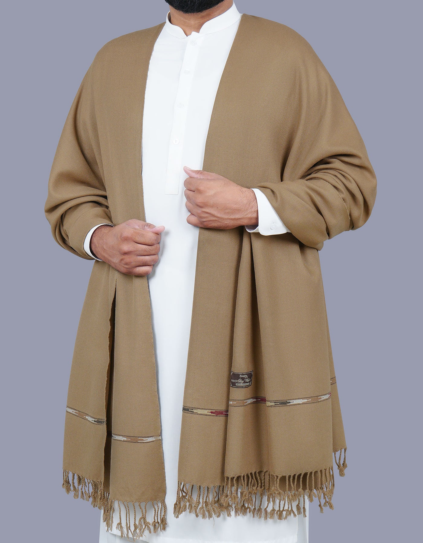 Camel Plain 100% Acrylic Men Shawl