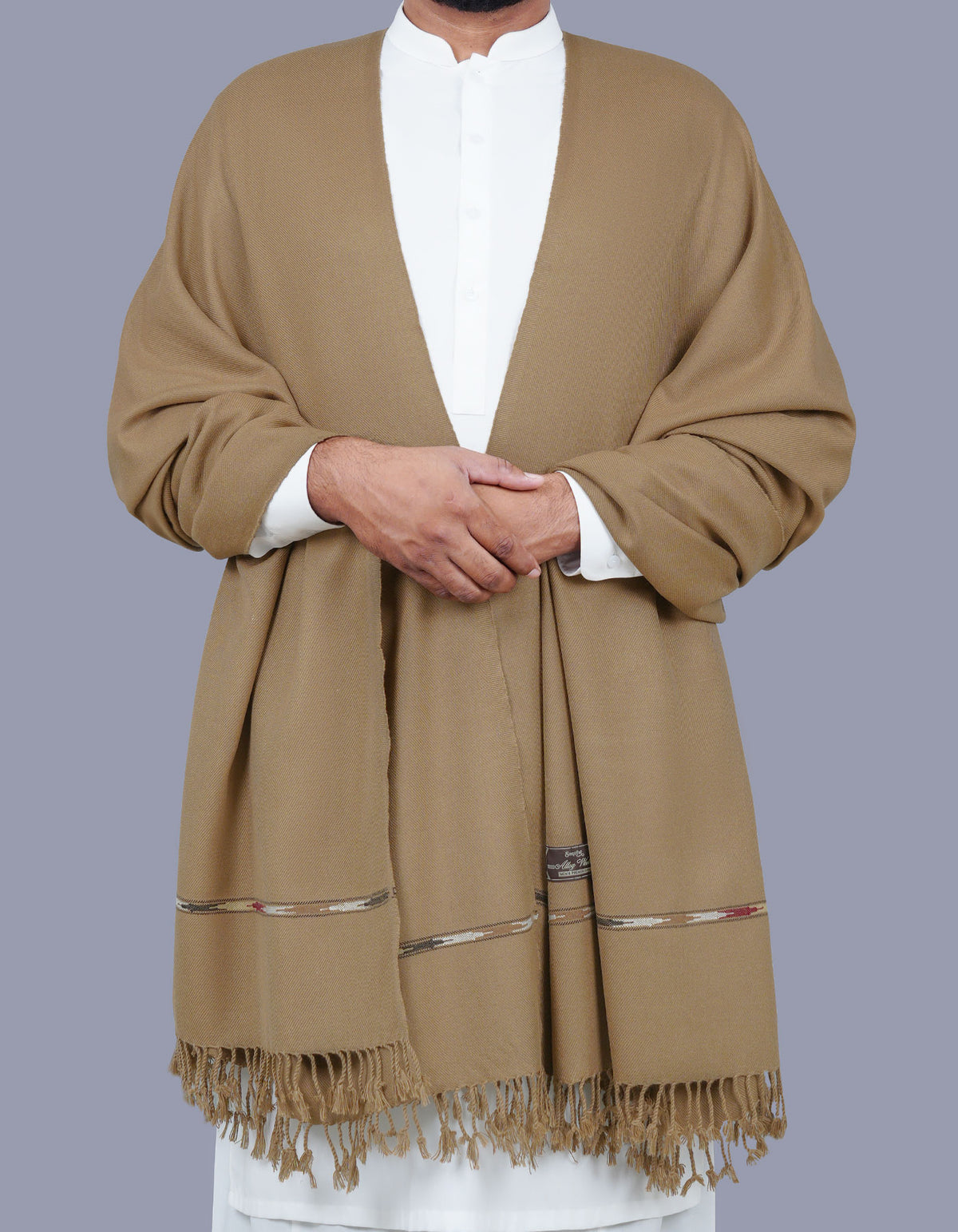 Camel Plain 100% Acrylic Men Shawl