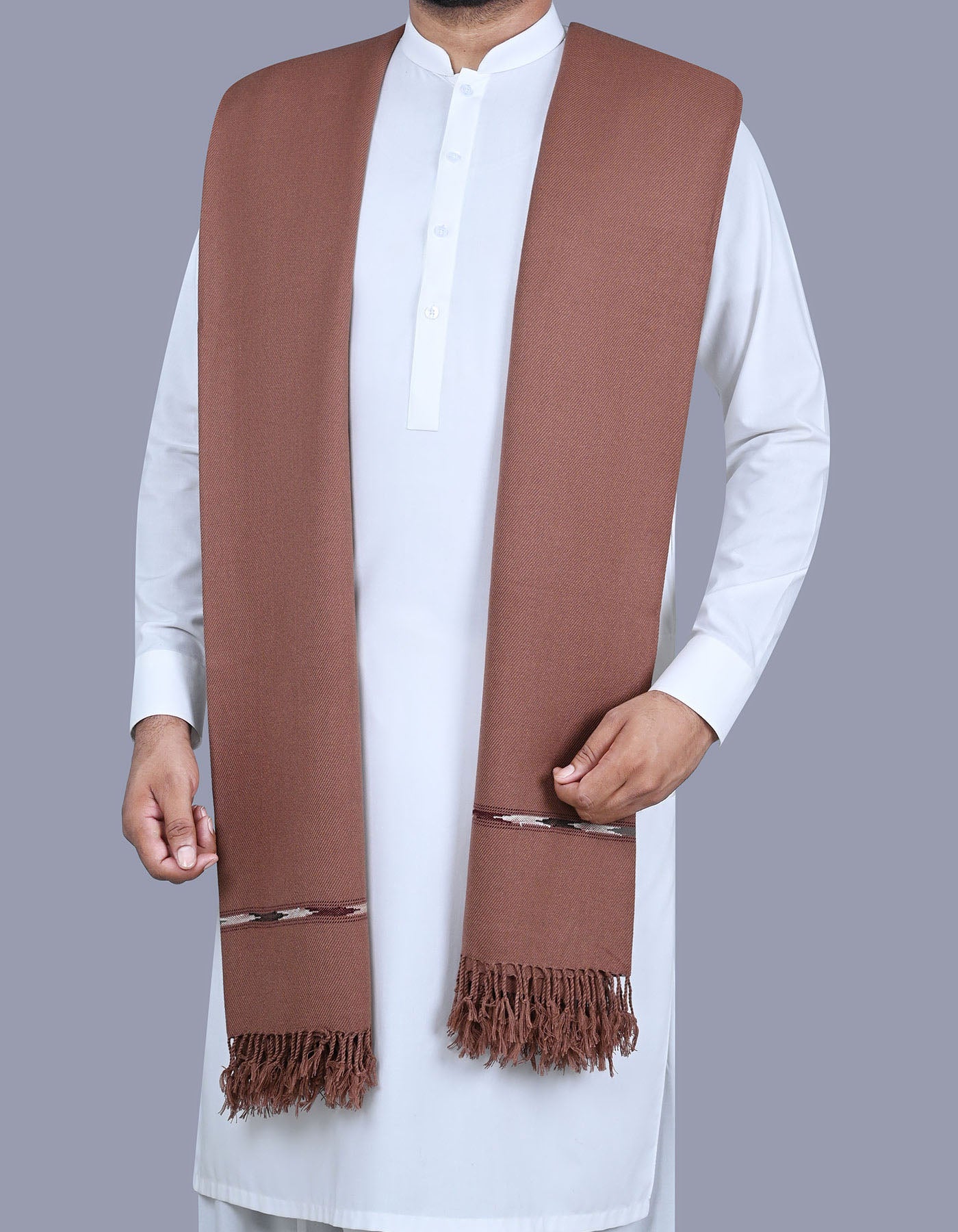 Rust Plain 100% Acrylic Men Shawl