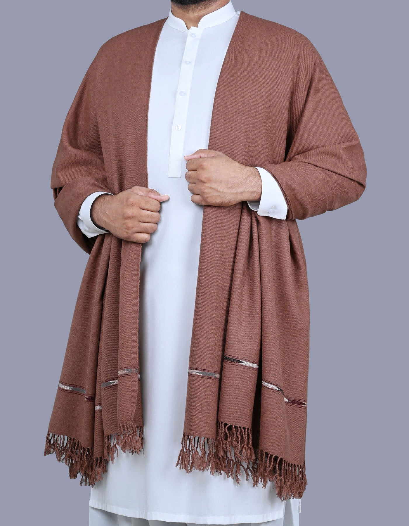 Rust Plain 100% Acrylic Men Shawl