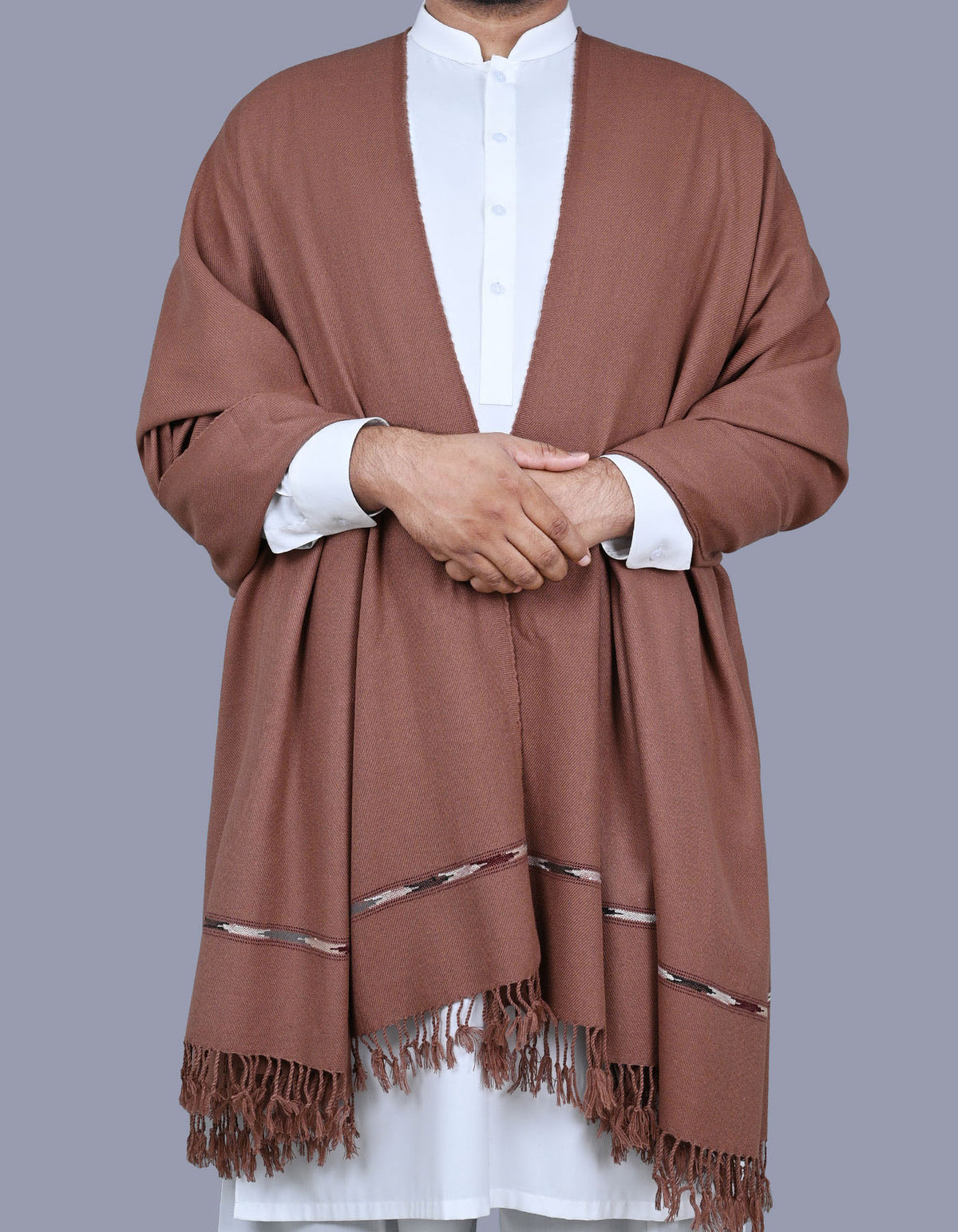 Rust Plain 100% Acrylic Men Shawl