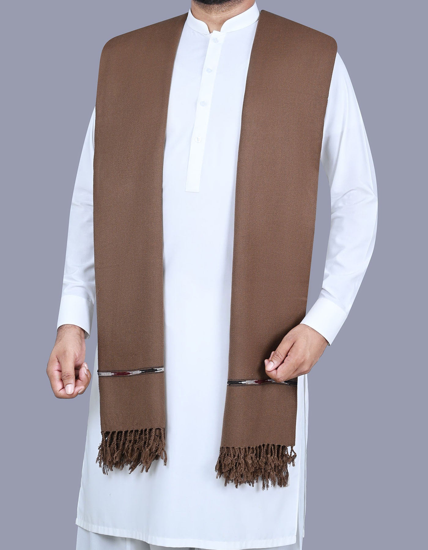D Brown Plain 100% Acrylic Men Shawl