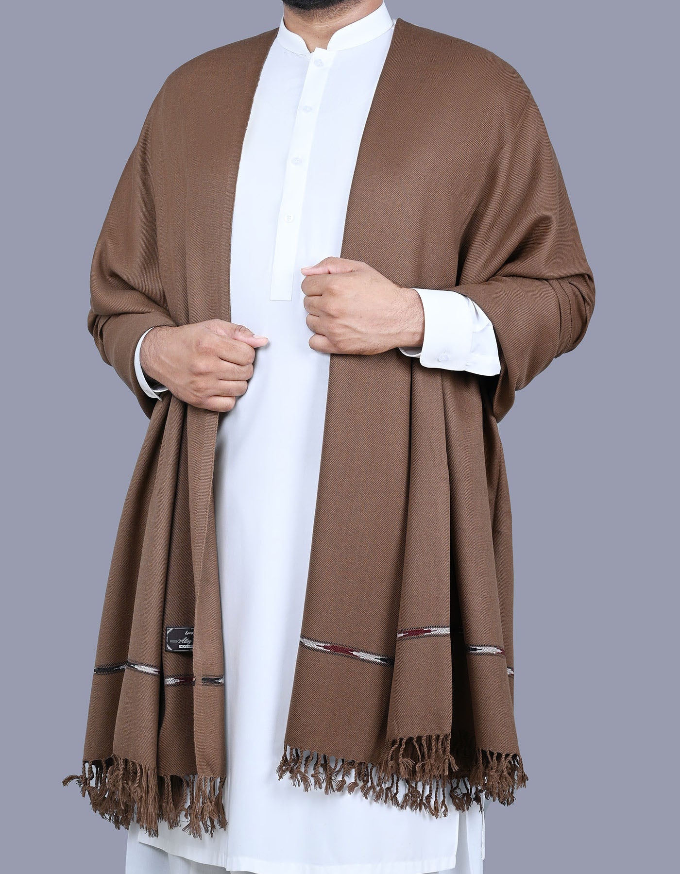 D Brown Plain 100% Acrylic Men Shawl