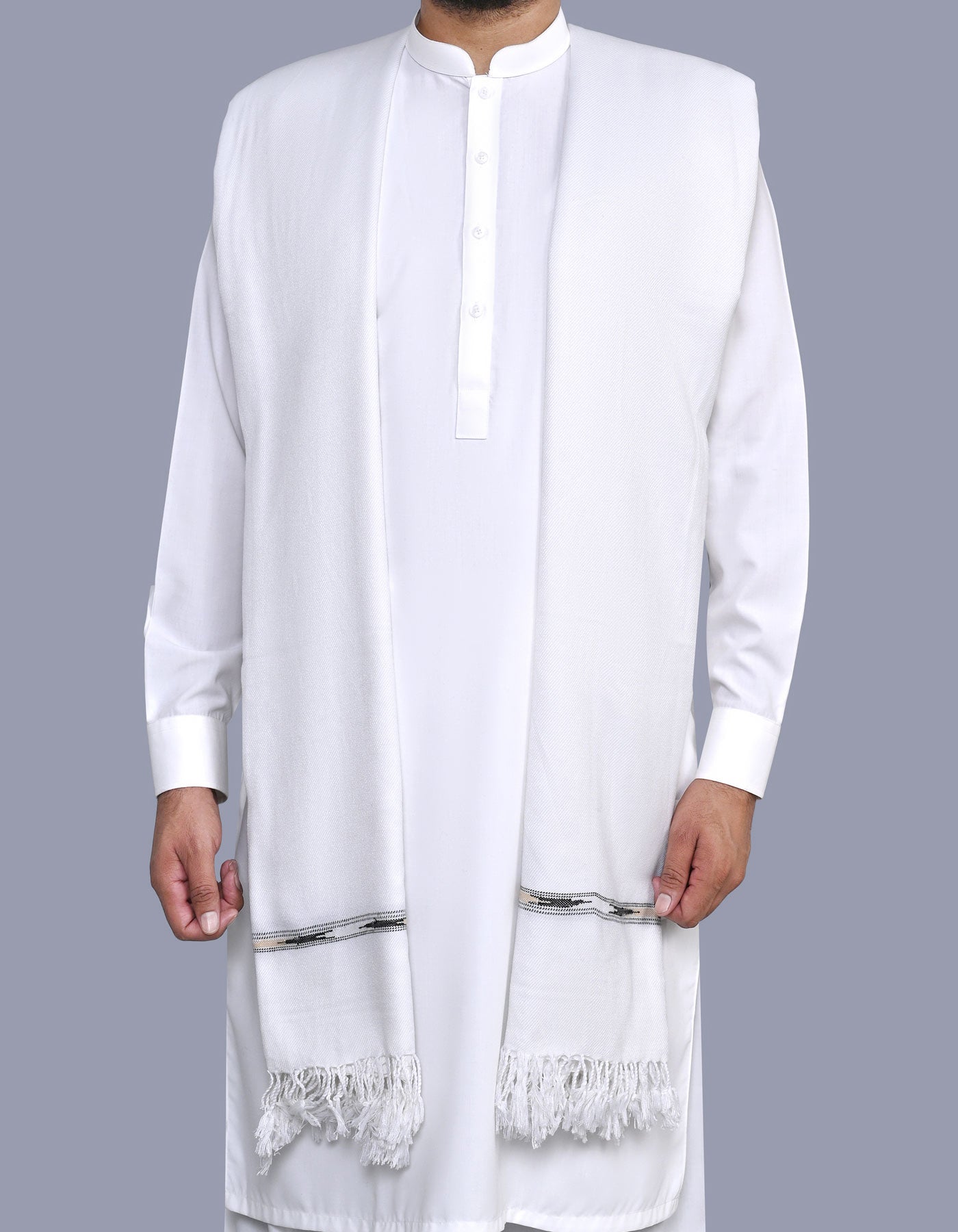 White Plain 100% Acrylic Men Shawl