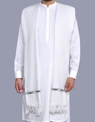 White Plain 100% Acrylic Men Shawl