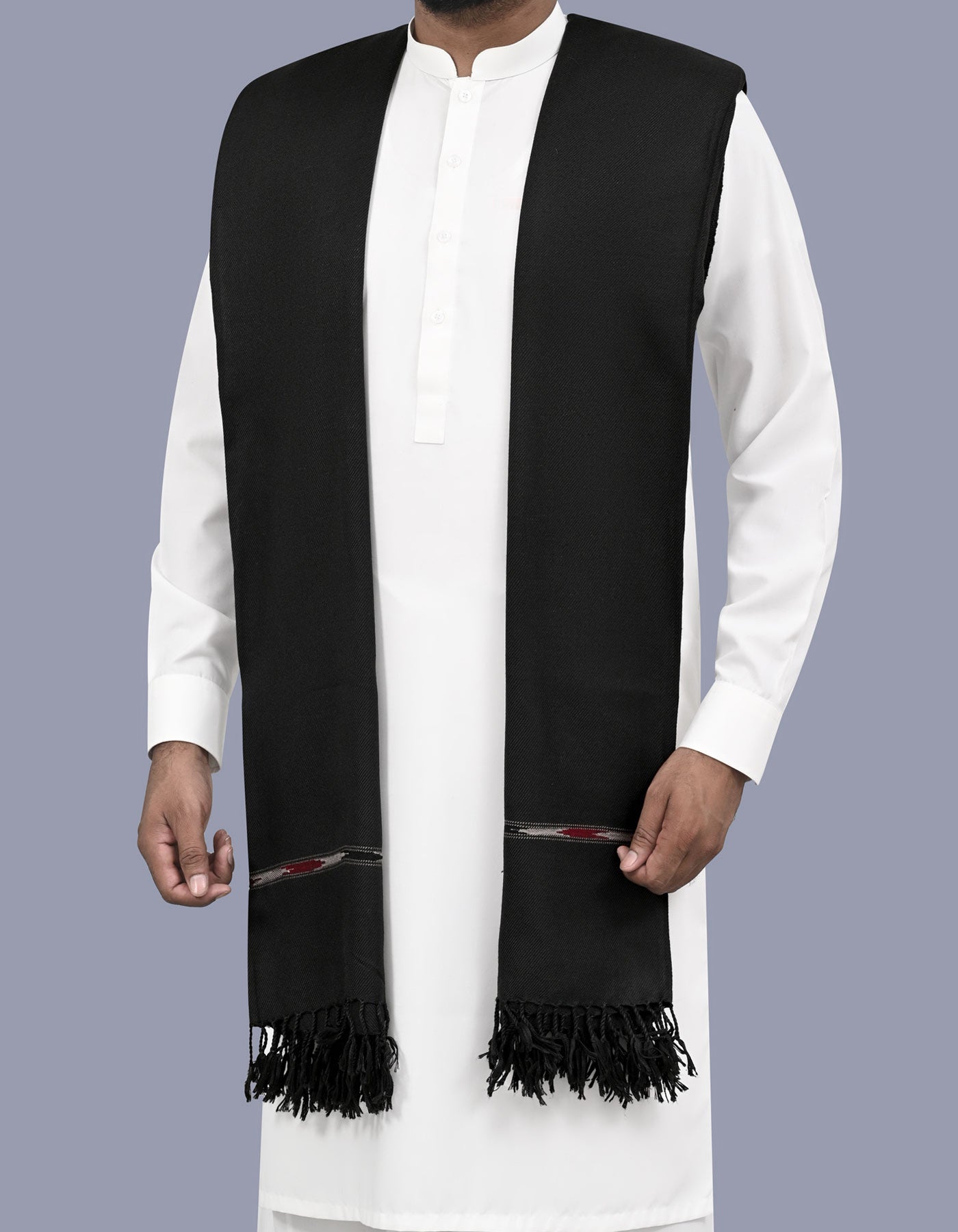 Black Plain 100% Acrylic Men Shawl