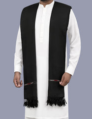 Black Plain 100% Acrylic Men Shawl