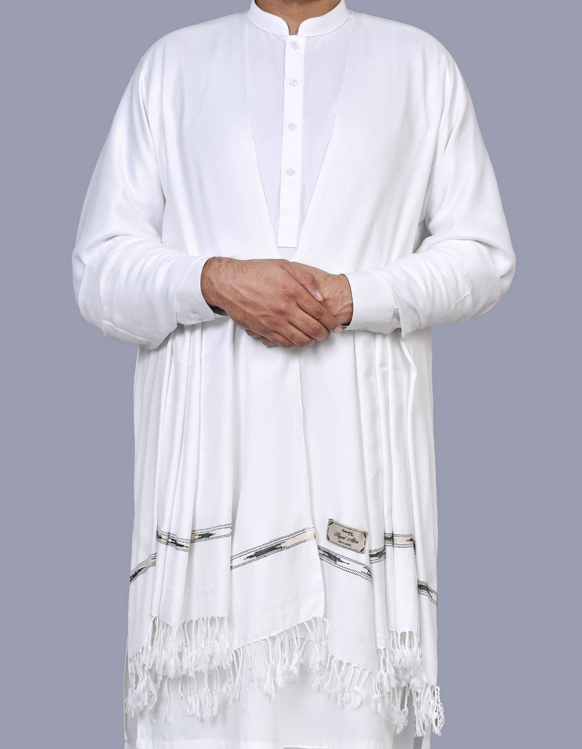 White Plain 100% Acrylic Men Shawl