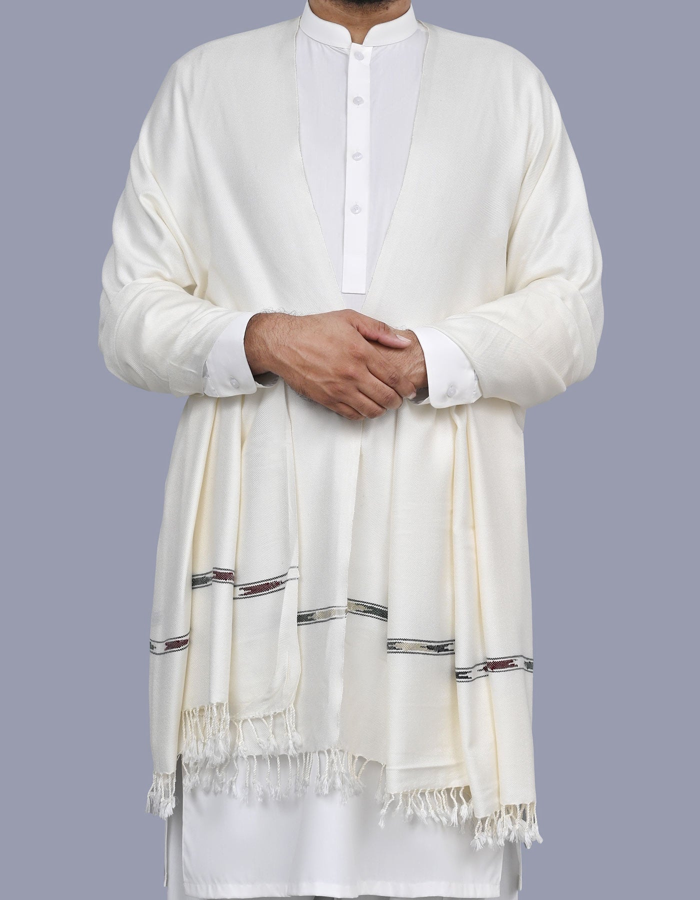 Off White Plain 100% Acrylic Men Shawl