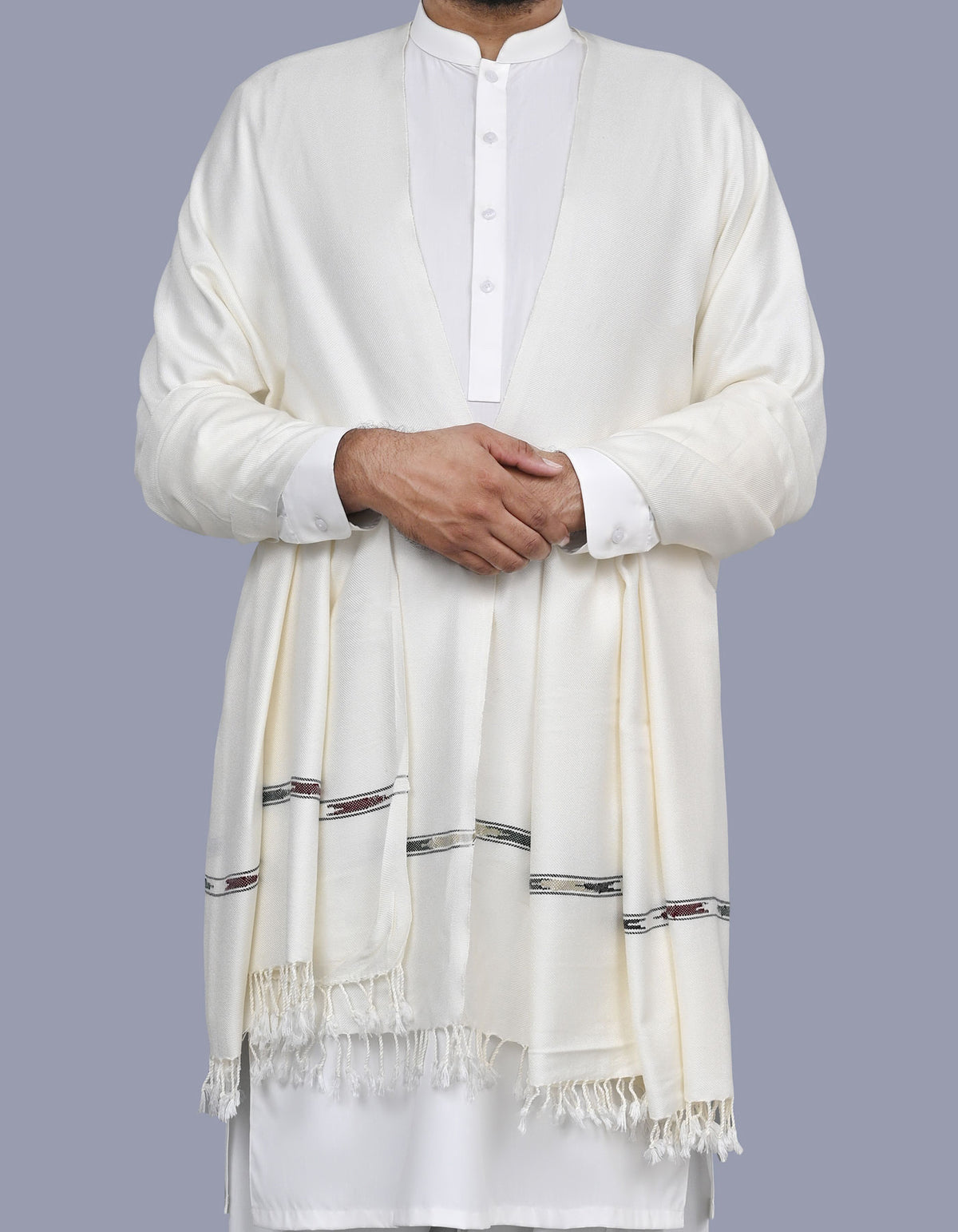 Off White Plain 100% Acrylic Men Shawl