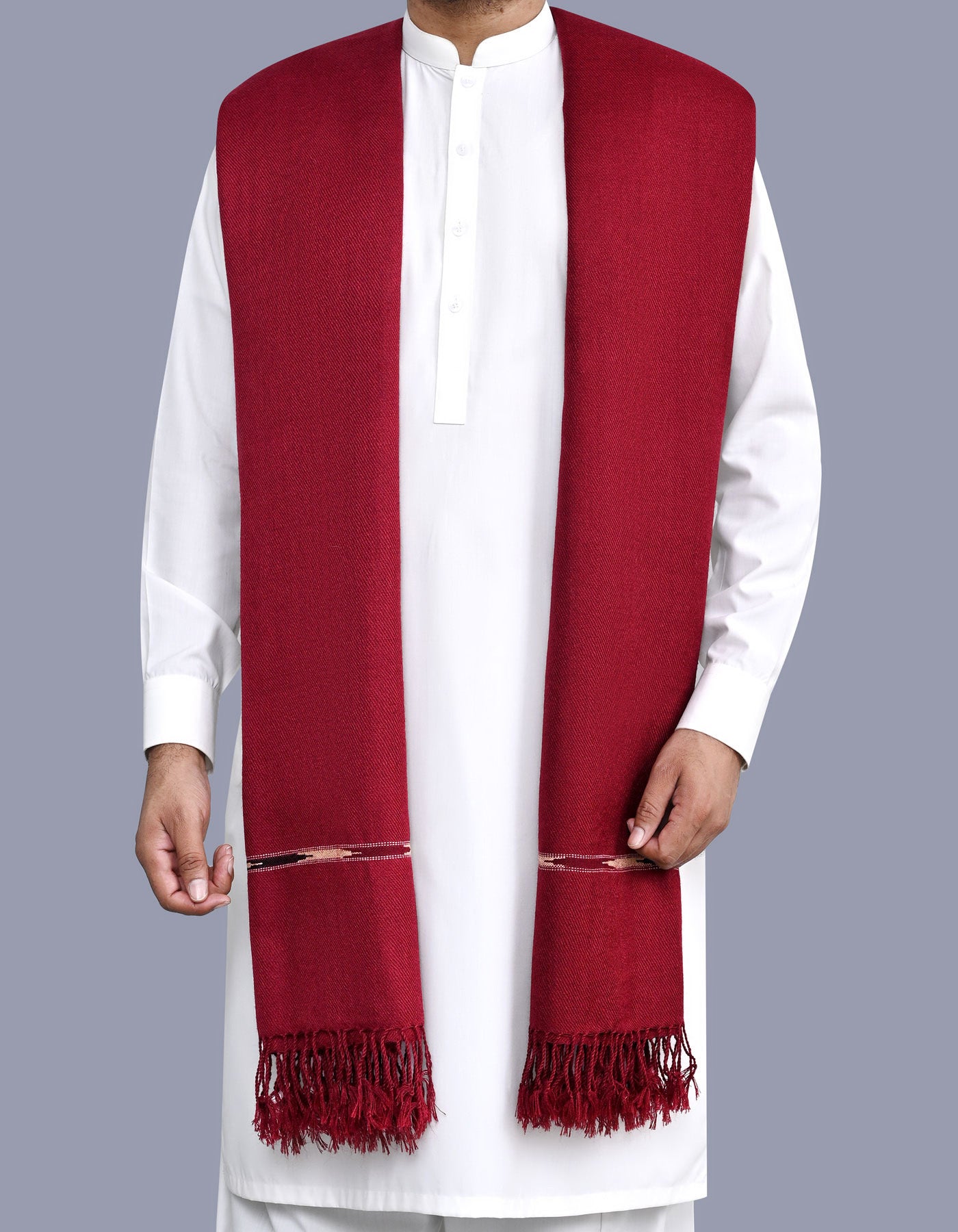 Maroon Plain 100% Acrylic Men Shawl