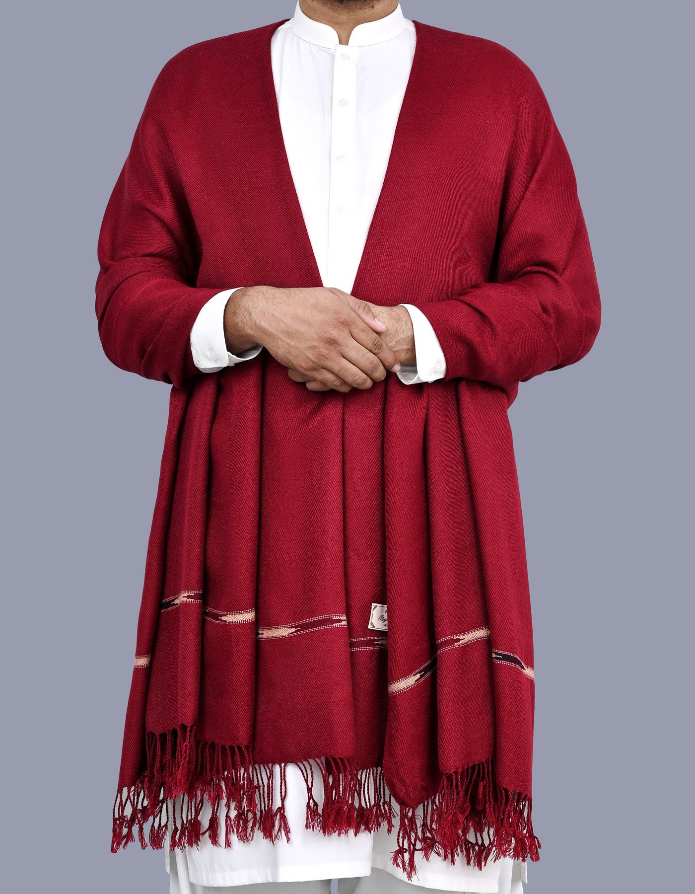 Maroon Plain 100% Acrylic Men Shawl