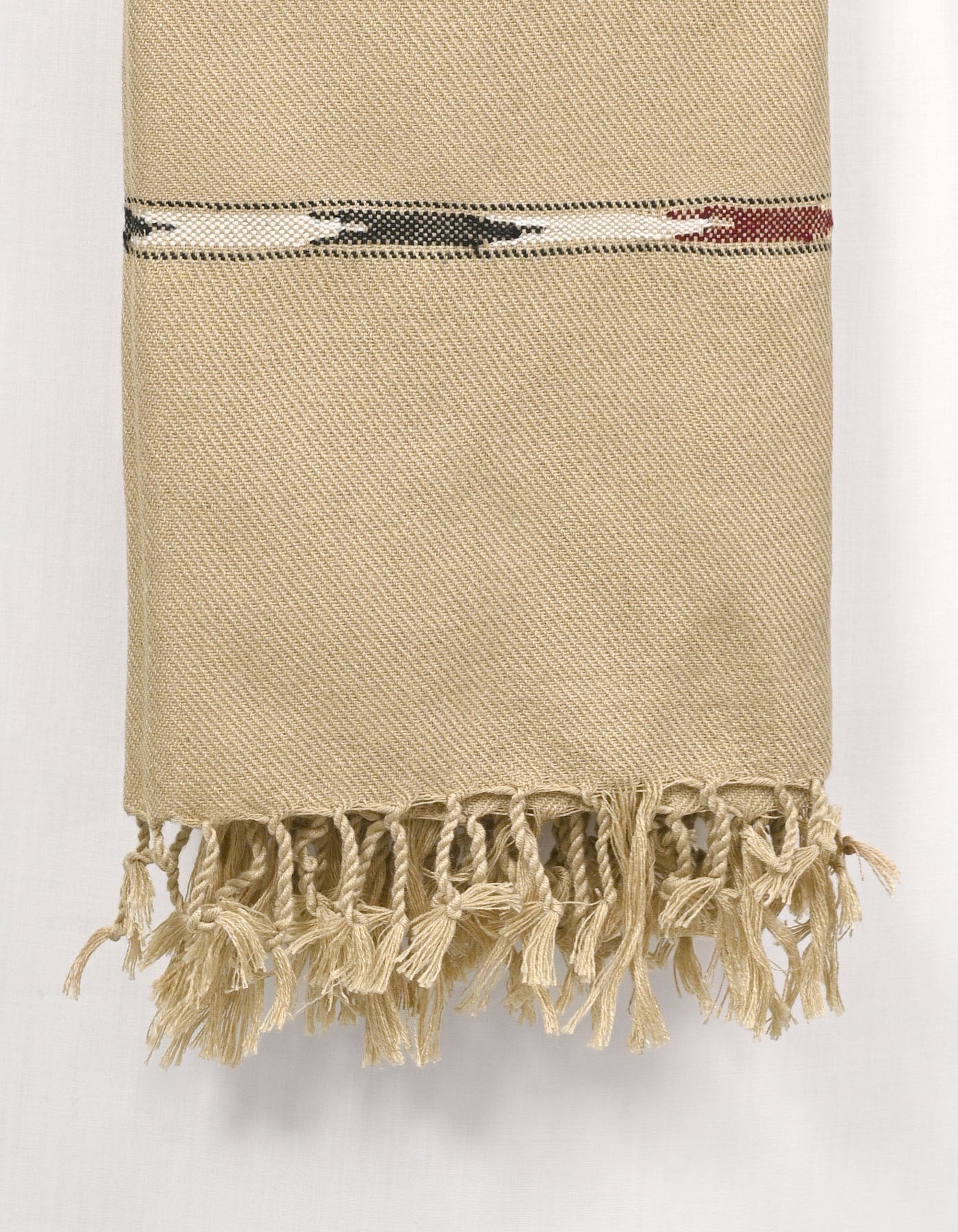 Beige Plain Wool Blend Men Shawl