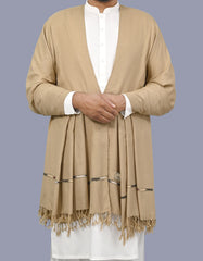 Beige Plain Wool Blend Men Shawl