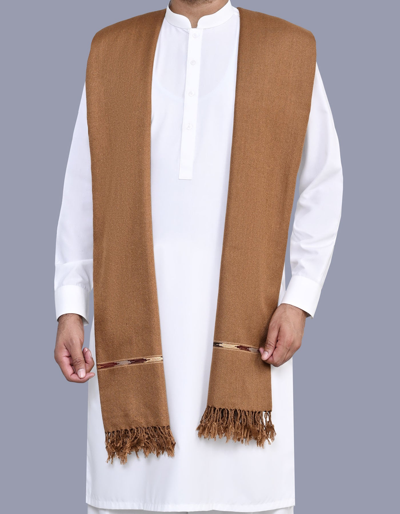 Brown Plain Wool Blend Men Shawl