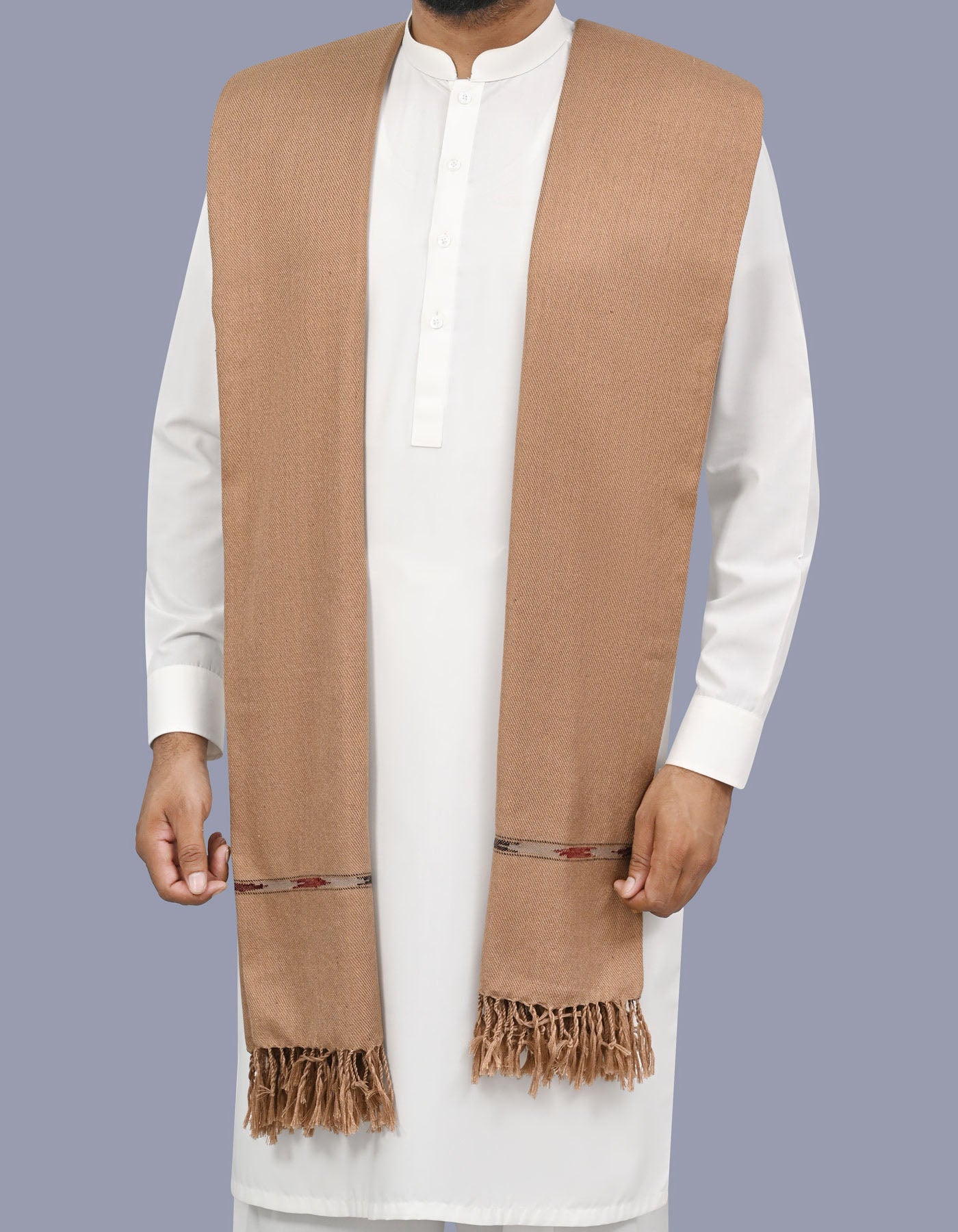 L Brown Plain 100% Acrylic Men Shawl