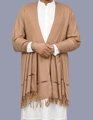 L Brown Plain 100% Acrylic Men Shawl