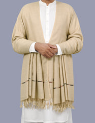 L Brown Plain Wool Blend Men Shawl