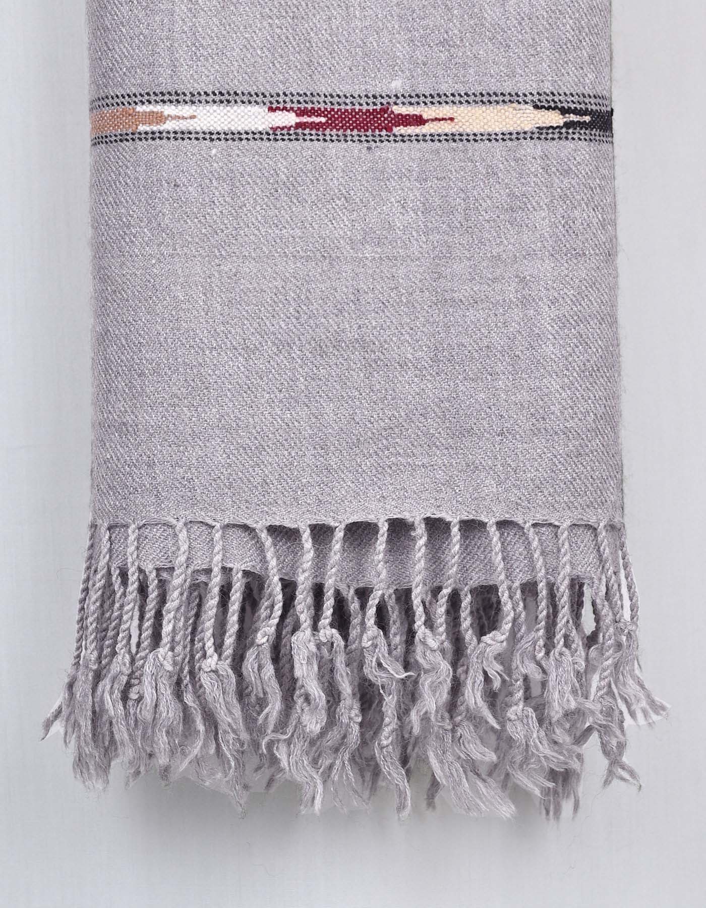 L Grey Plain Cotton Blend Men Shawl