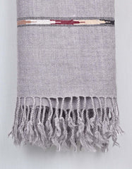 L Grey Plain Cotton Blend Men Shawl