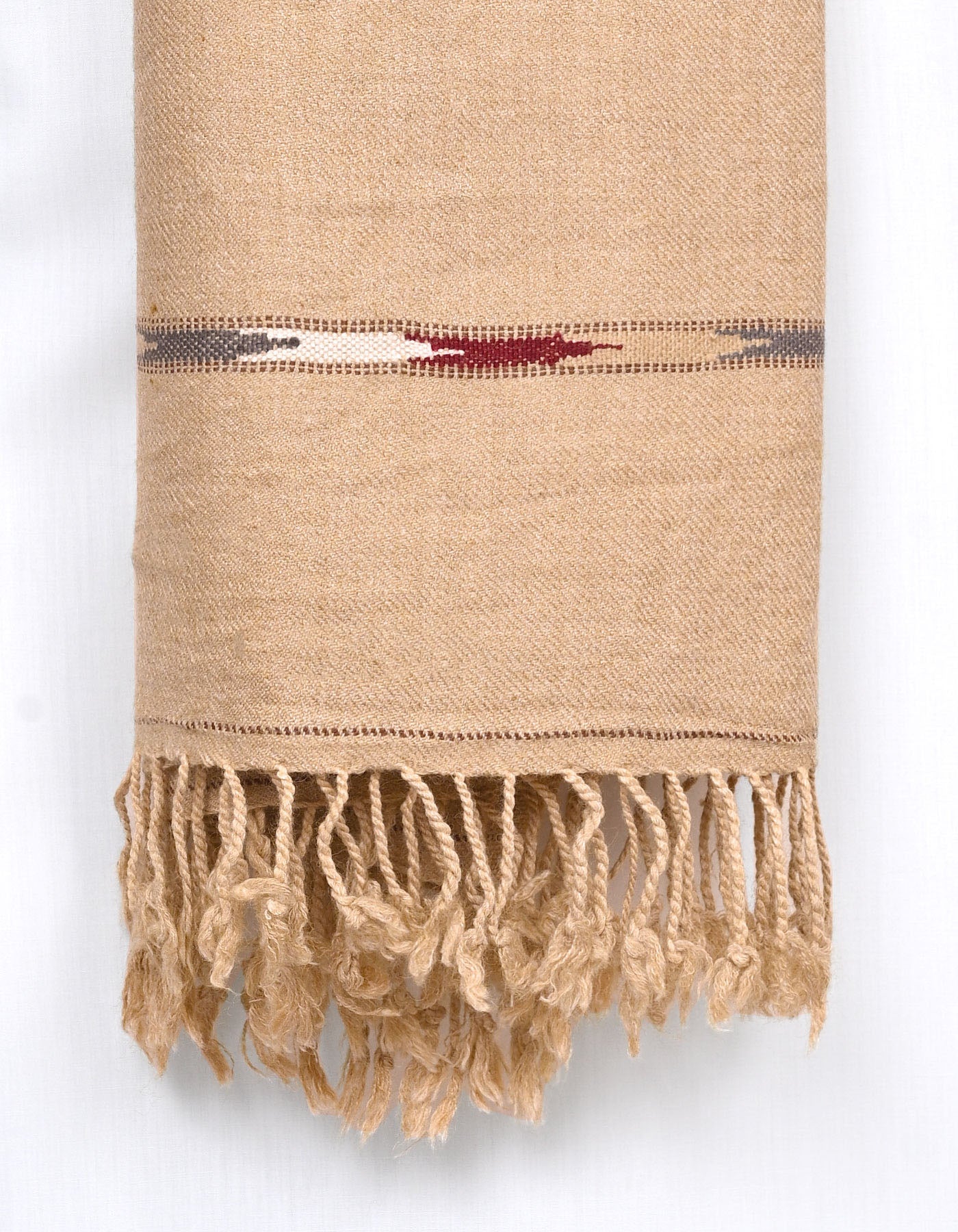 Cream Plain Wool Blend Men Shawl