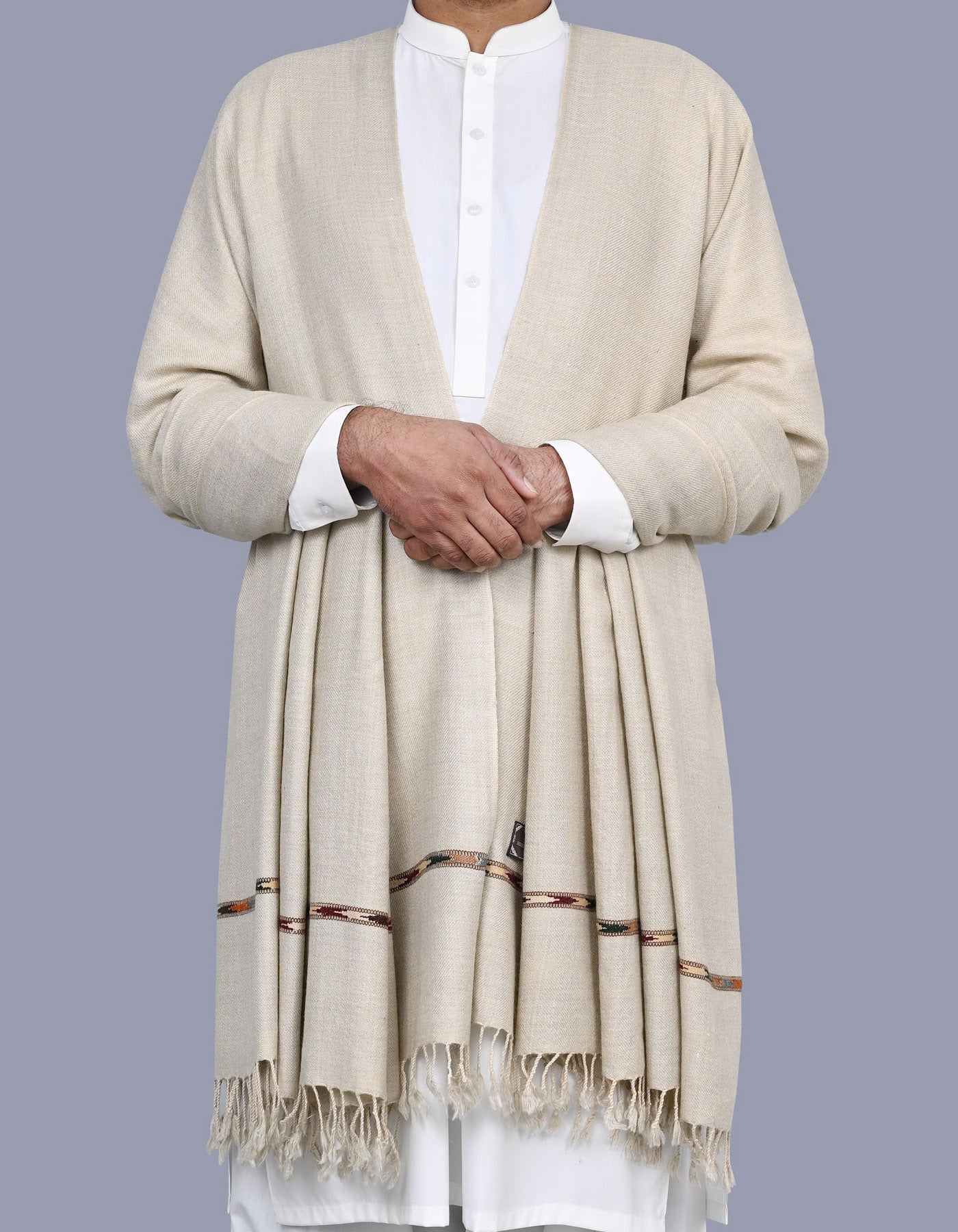 Stone Plain Wool Blend Men Shawl