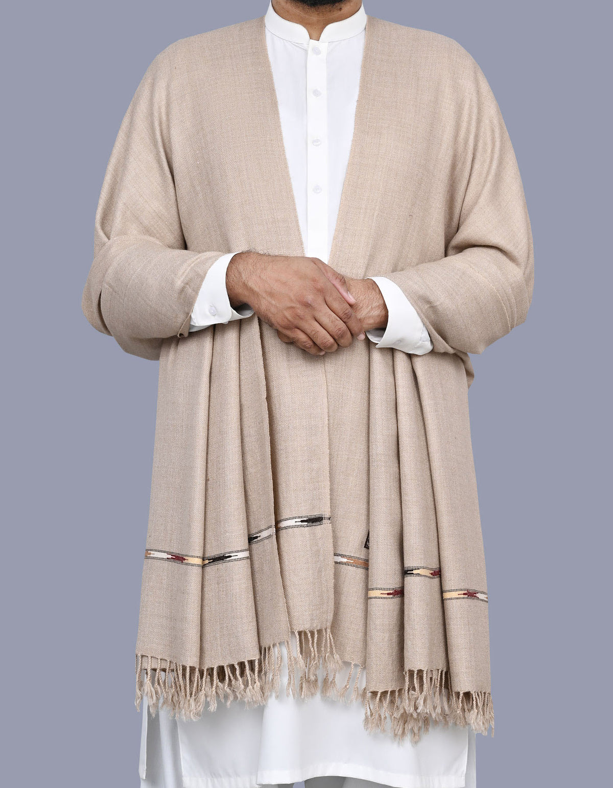 Sand Plain Wool Blend Men Shawl