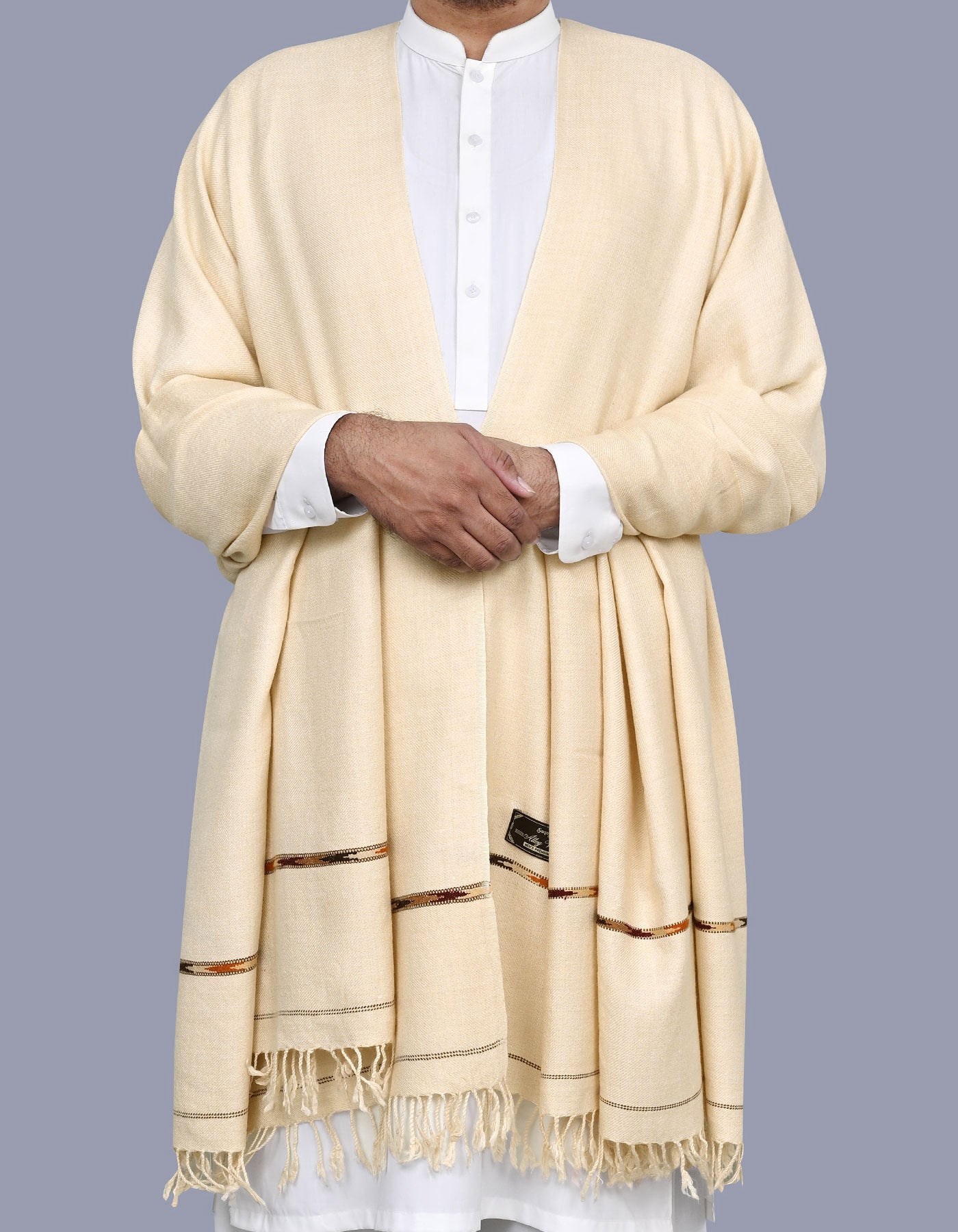 D Skin Plain Wool Blend Men Shawl