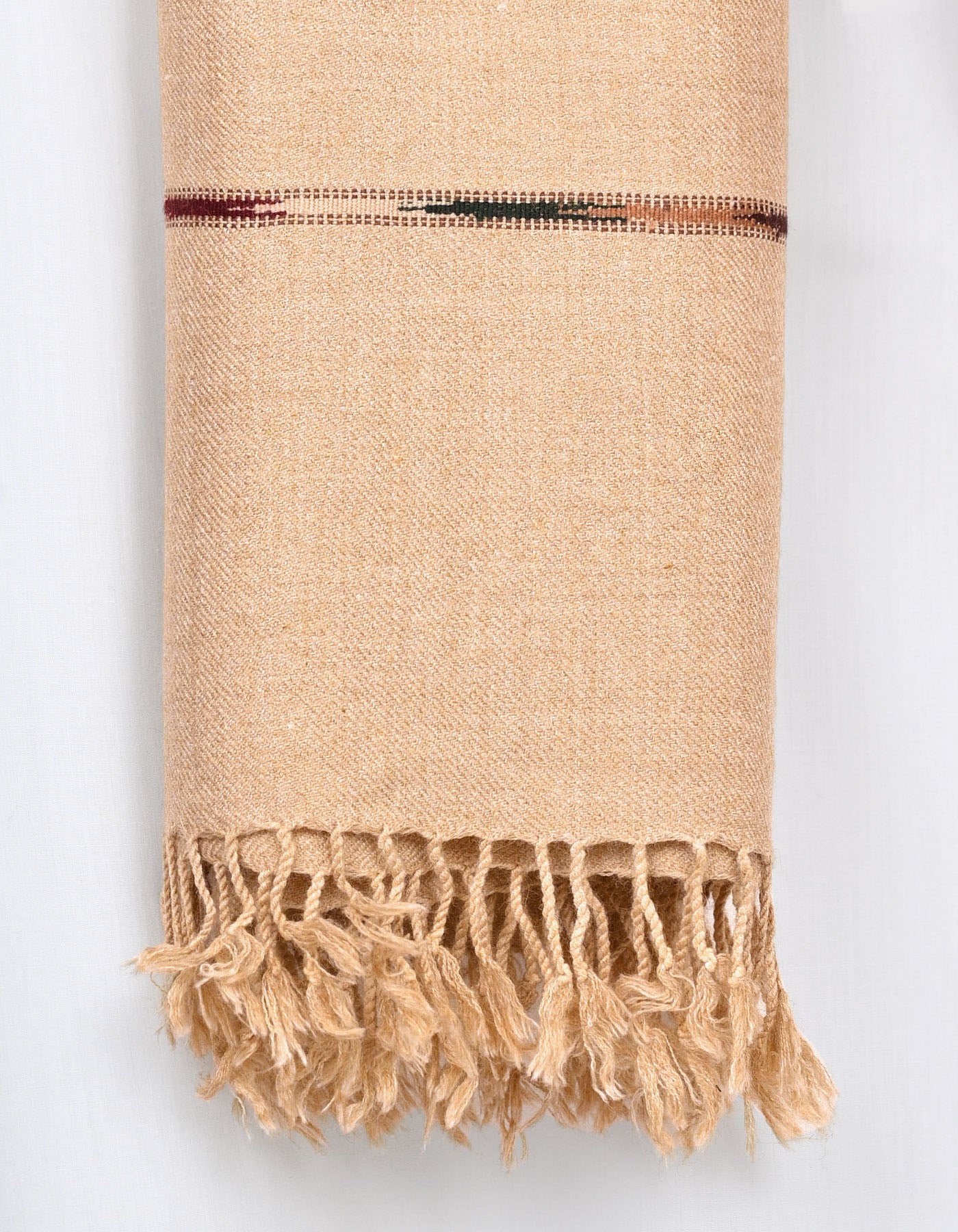 Camel Plain Wool Blend Men Shawl