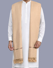 Camel Plain Wool Blend Men Shawl
