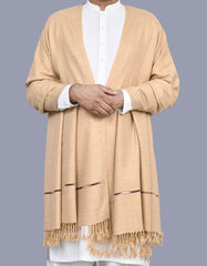 Camel Plain Wool Blend Men Shawl